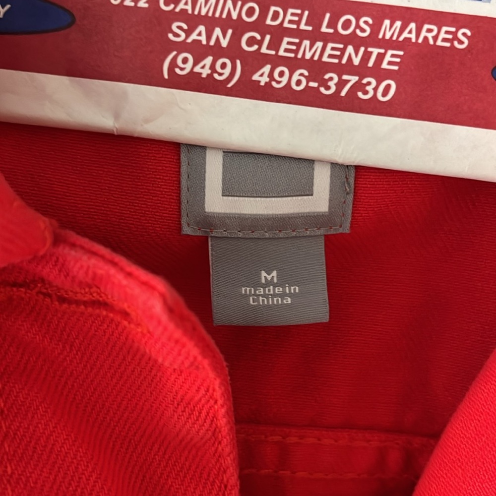 Bright red cotton jean jacket - Picture 2 of 4